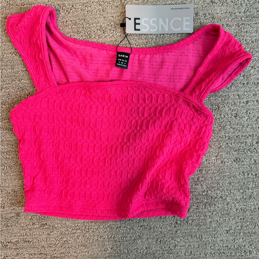 SHEIN Hot Pink Textured Tank Top